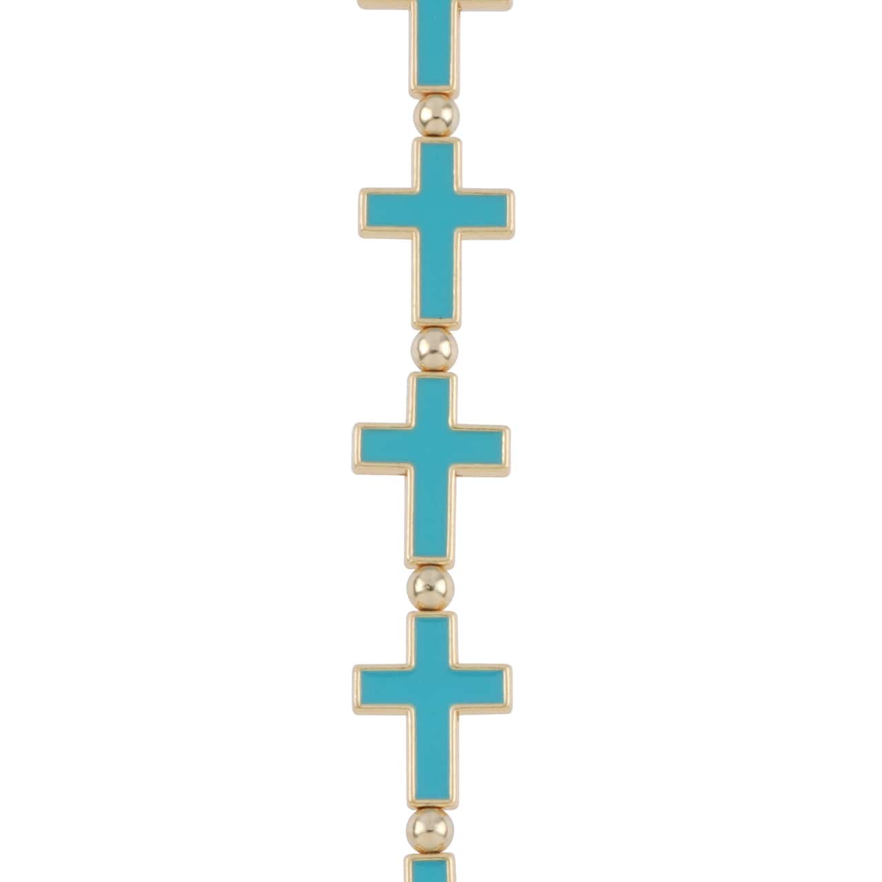 12 Packs: 7 ct. (84 total) Blue Enamel Metal Cross Beads, 21mm by Bead Landing™